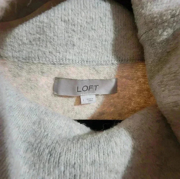 Loft Womens L Sweater Cream Turtleneck Long Sleeve Knit Stretch - Picture 3 of 3
